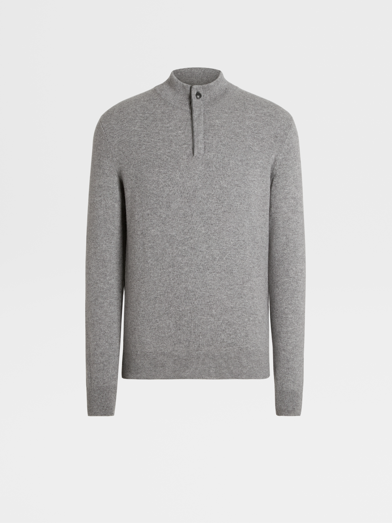 Suéter con Cuello de Chimenea y Cremallera en Oasi Cashmere Color Gris Mixto